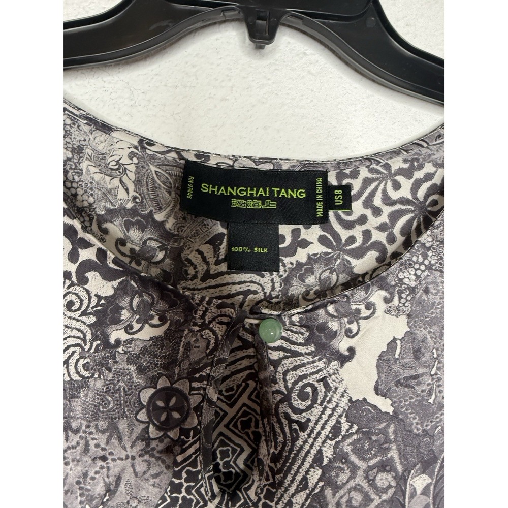 Shanghai Tang Silk Paisley Tunic Top Size 8 Glass Buttons Designer Chic - Picture 5 of 13